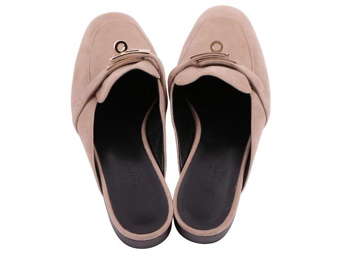 Mule Hermès Oz in scamosciato di capra beige - vista 10