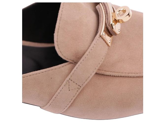 Mule Hermès Oz in scamosciato di capra beige - vista 13