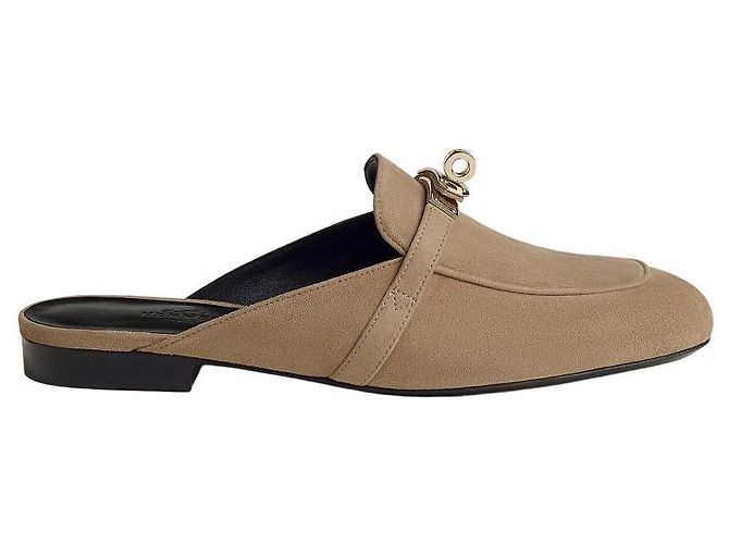 Mule Hermès Oz in scamosciato di capra beige - vista 5
