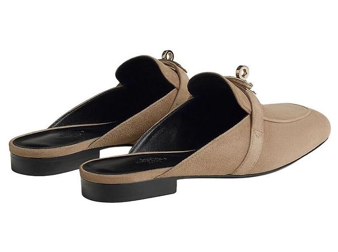 Mule Hermès Oz in scamosciato di capra beige - vista 6