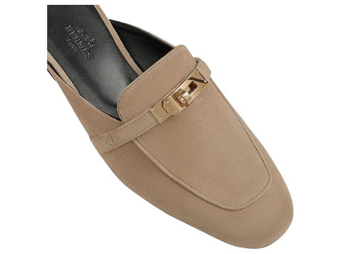 Mule Hermès Oz in scamosciato di capra beige - vista 7