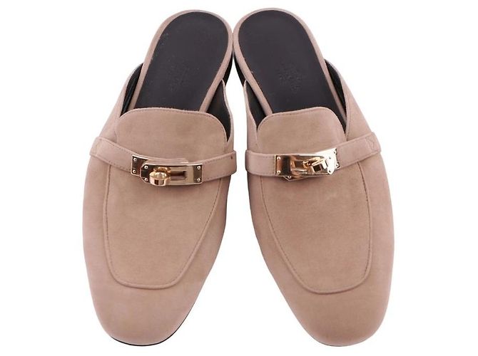 Mule Hermès Oz in scamosciato di capra beige - vista 9