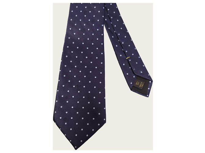 Louis Vuitton Navy Monogram Silk Polka Dot Tie - view 2