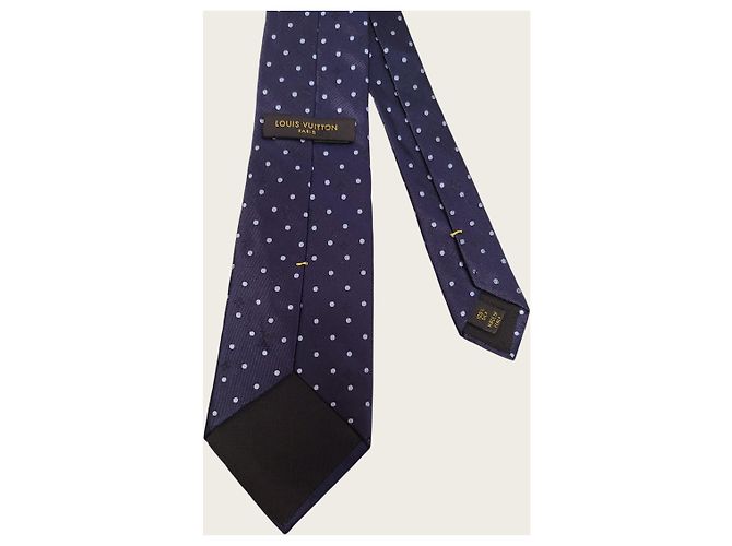 Louis Vuitton Navy Monogram Silk Polka Dot Tie - view 5