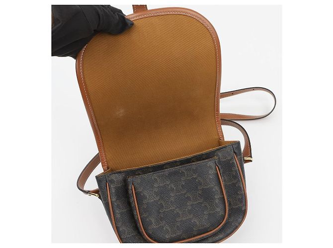 Céline Borsa Triope Canvas Medium Polka Bag Tan - vista 11