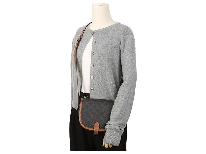 Céline Borsa Triope Canvas Medium Polka Bag Tan - vista 13