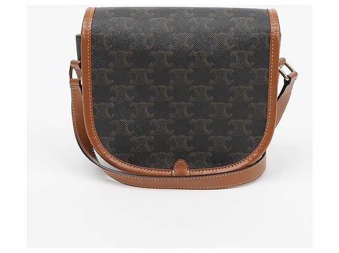 Céline Borsa Triope Canvas Medium Polka Bag Tan - vista 4