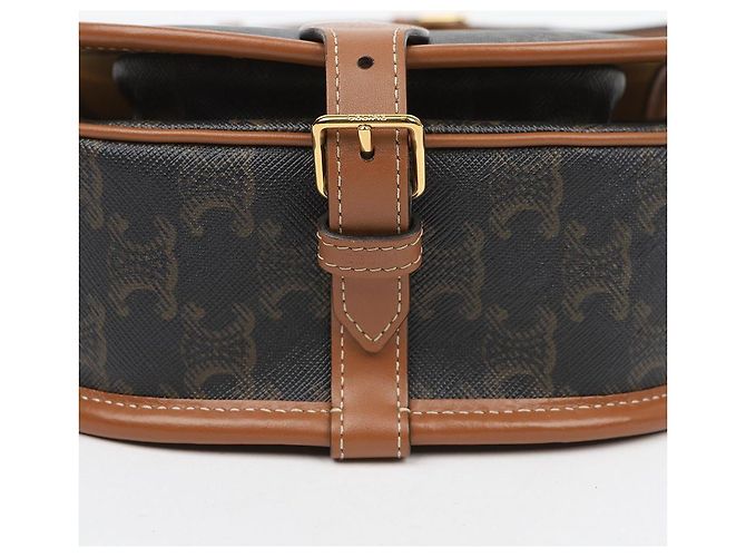 Céline Borsa Triope Canvas Medium Polka Bag Tan - vista 9