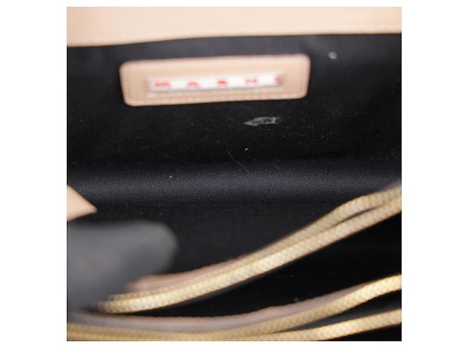 Marni Borsa a tracolla Trunk Medium in pelle Saffiano Brown Sugar - vista 11