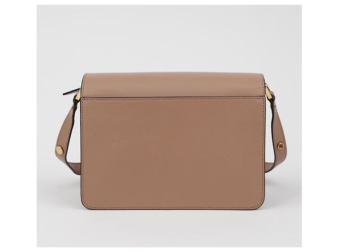 Marni Borsa a tracolla Trunk Medium in pelle Saffiano Brown Sugar - vista 2