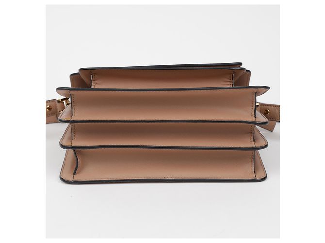 Marni Borsa a tracolla Trunk Medium in pelle Saffiano Brown Sugar - vista 5