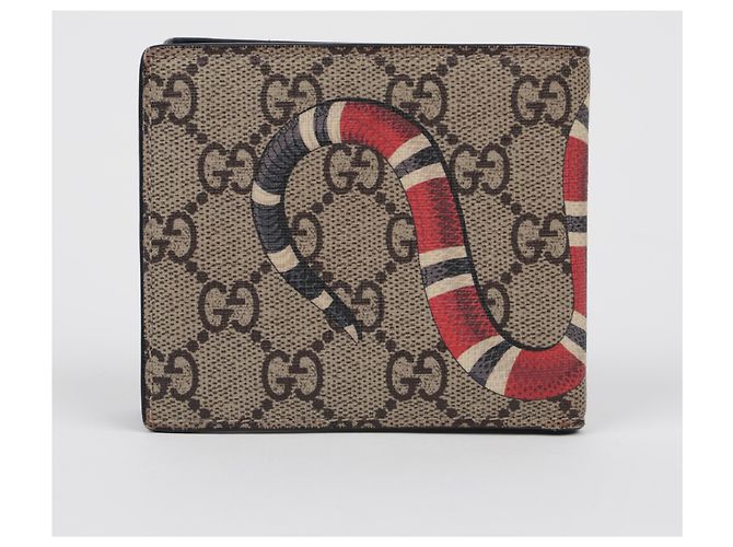 Gucci Cartera bi-fold de lona GG Supreme con estampado de serpiente - vista 3
