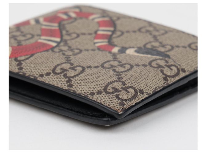 Gucci Cartera bi-fold de lona GG Supreme con estampado de serpiente - vista 8