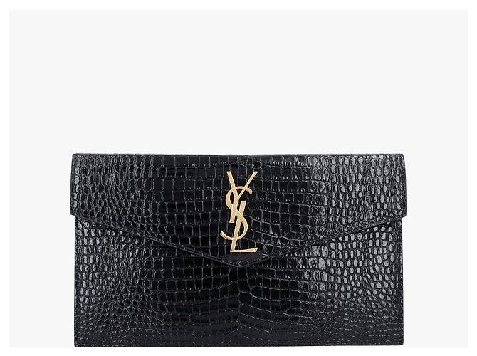 Autre Marque Clutch Small a Busta Cassandra Monogram Crocodile Embossed Gold - vista 2