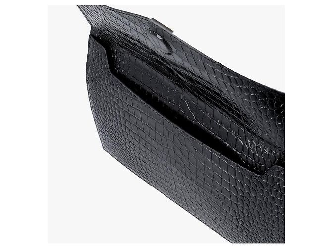 Autre Marque Clutch Small a Busta Cassandra Monogram Crocodile Embossed Gold - vista 7
