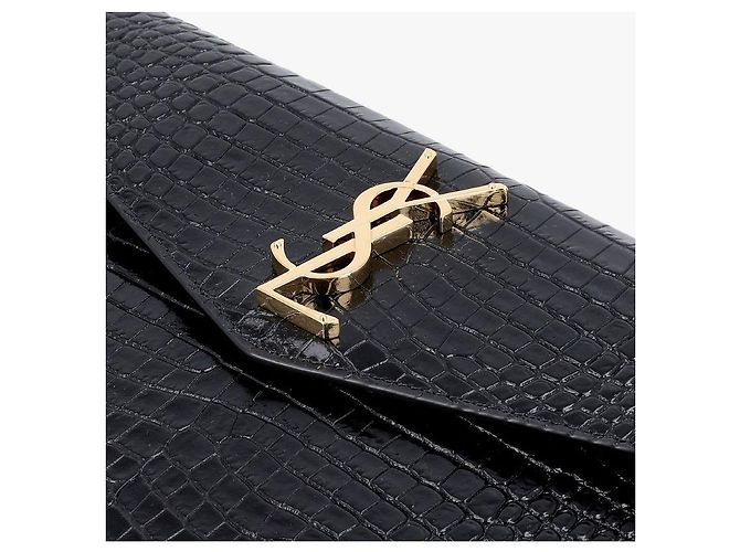 Autre Marque Clutch Small a Busta Cassandra Monogram Crocodile Embossed Gold - vista 8