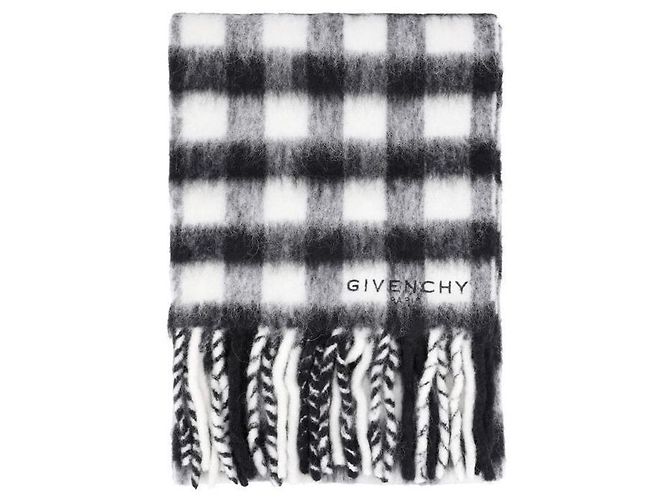 Givenchy Bufanda de lana de alpaca a cuadros con flecos para mujer - vista 3