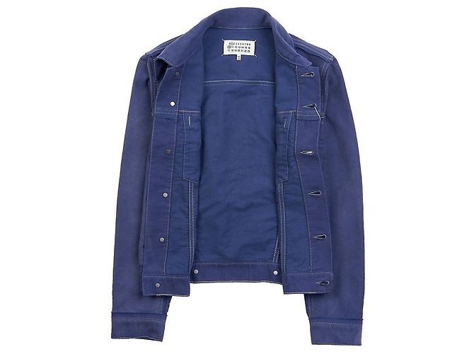 Maison Martin Margiela Denimjacke mit weiß gesticktem Logo - Ansicht 10