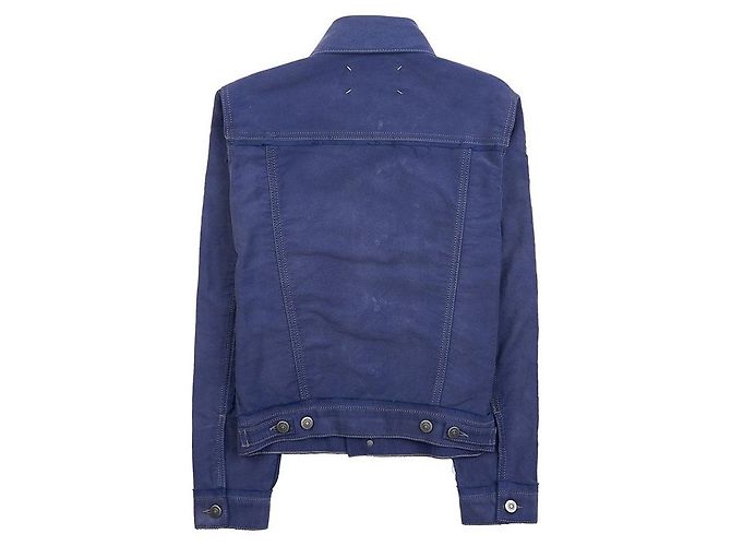 Maison Martin Margiela Denimjacke mit weiß gesticktem Logo - Ansicht 2