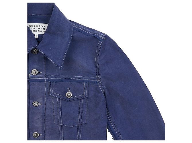 Maison Martin Margiela Denimjacke mit weiß gesticktem Logo - Ansicht 4