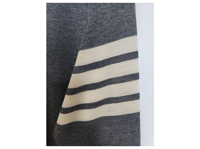 Thom Browne Gray Wool Diagonal Stripe Knit - view 3