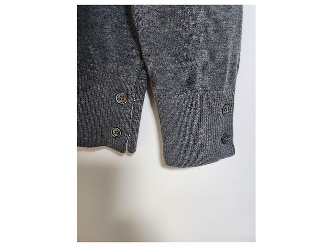 Thom Browne Gray Wool Diagonal Stripe Knit - view 4