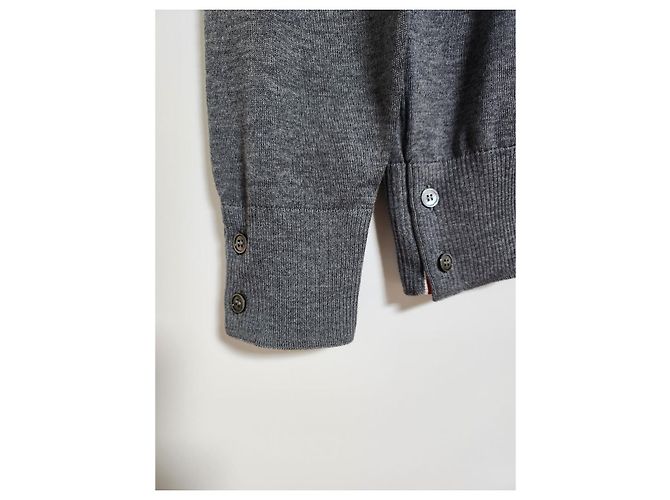 Thom Browne Gray Wool Diagonal Stripe Knit - view 5