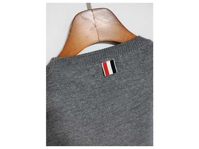 Thom Browne Gray Wool Diagonal Stripe Knit - view 7