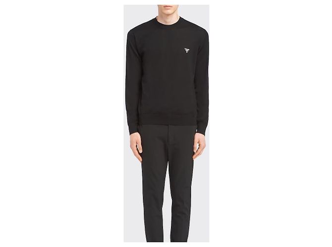 Prada Herren Strickpullover aus Wolle in Schwarz mit Logo - Ansicht 2