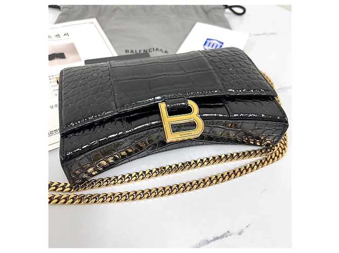 Balenciaga Borsa crossbody con catena Nera - vista 7