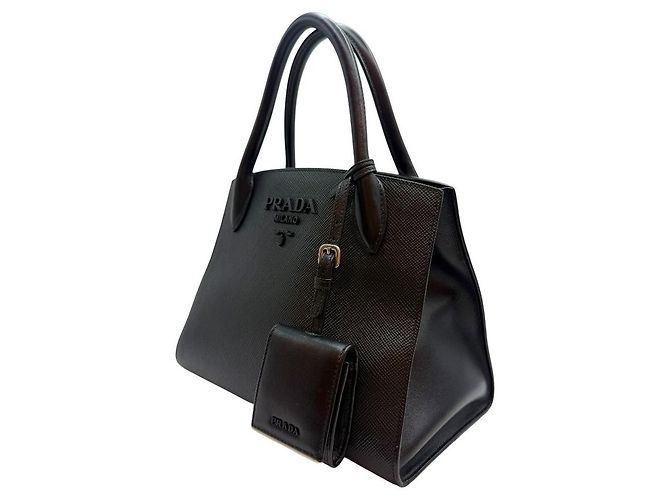 Prada Borsa a tracolla Monochrome in Saffiano Nera - vista 3