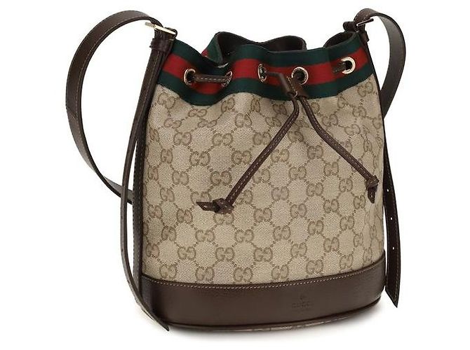 Mini borsa a secchiello Gucci Venice beige in tessuto GG - vista 2
