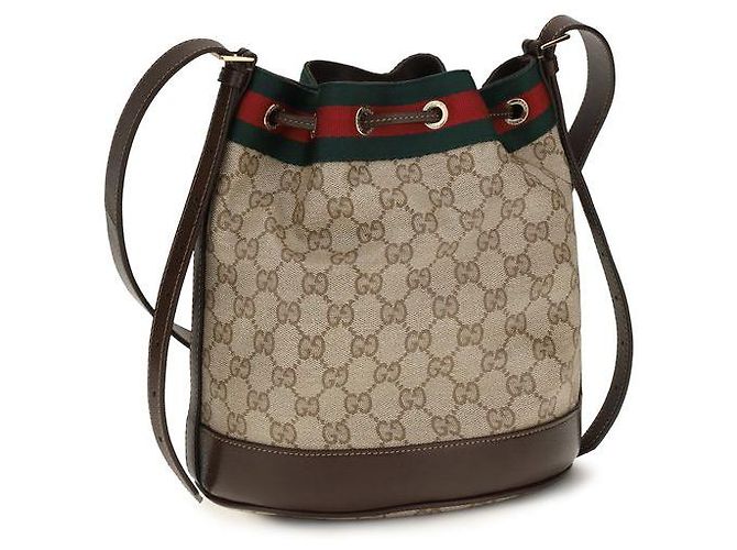 Mini borsa a secchiello Gucci Venice beige in tessuto GG - vista 3
