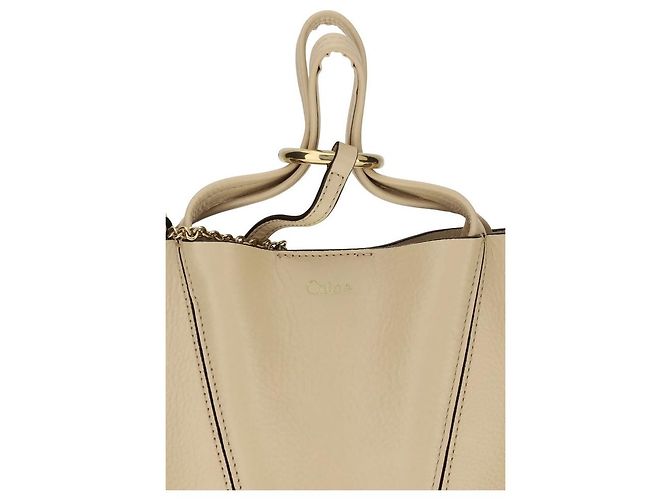 Chloé Borsa a tracolla Bos Taurus in pelle di vitello beige - vista 4