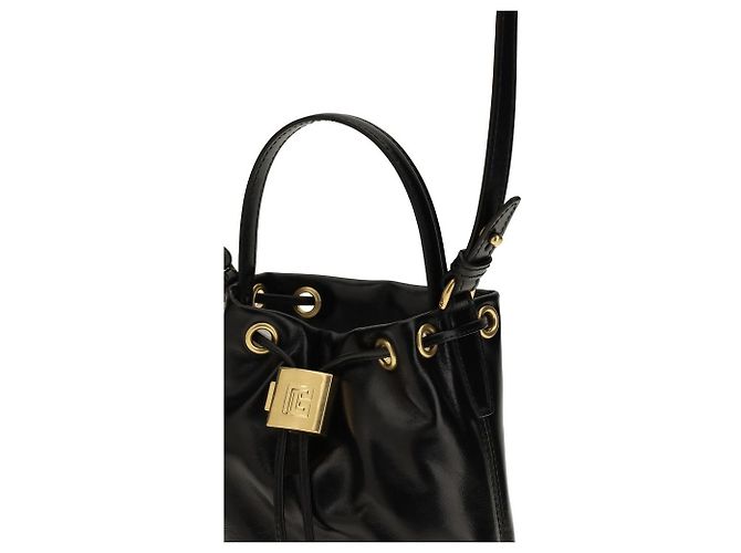 Balmain Borsa Bucket Bos Taurus in pelle di vitello nera - vista 4