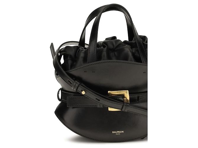 Balmain Borsa a tracolla Bos Taurus in pelle di vitello nera - vista 4