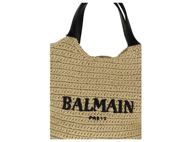 Balmain Bolsa de ombro em viscose bege - vista 4
