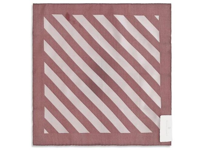Fazzoletto da taschino in cotone rosso a righe Brunello Cucinelli - vista 2