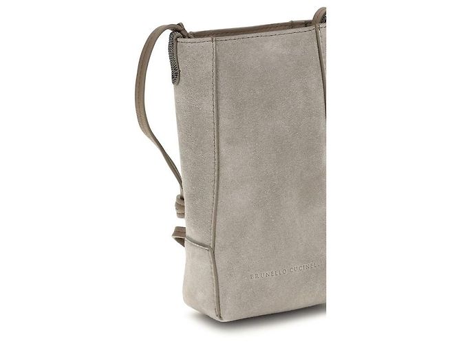 Brunello Cucinelli Bos Taurus andere Accessoires aus grauem Kalbsleder - Ansicht 3