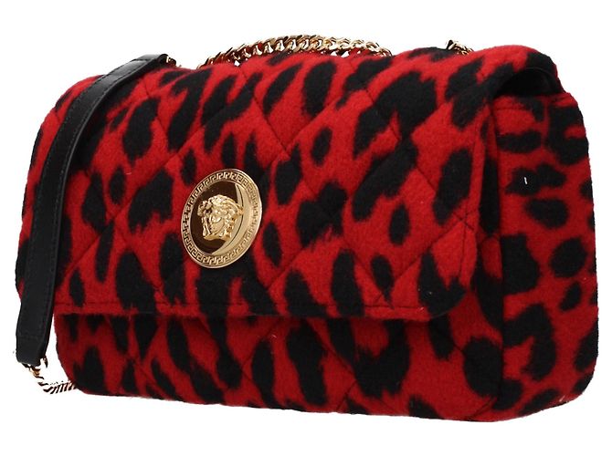 Versace Rote Schultertasche aus Wolle - Ansicht 2