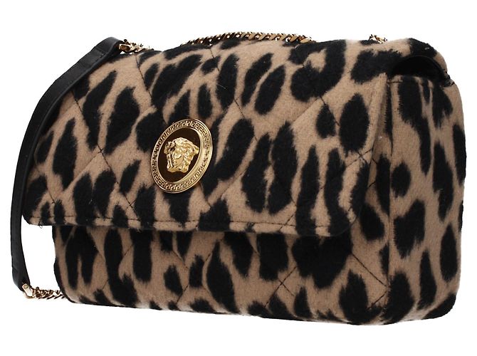 Versace Borsa a tracolla in lana marrone - vista 2