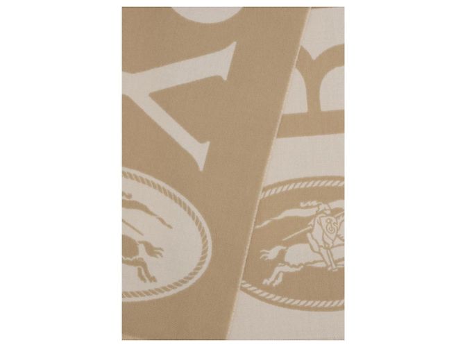 Burberry Sciarpa Oves Aries in lana beige - vista 3
