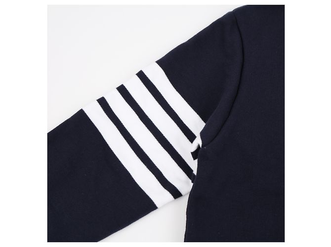 Thom Browne Sudadera de algodón con rayas diagonales clásicas para hombre - Navy - vista 11