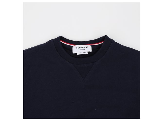 Thom Browne Sudadera de algodón con rayas diagonales clásicas para hombre - Navy - vista 3