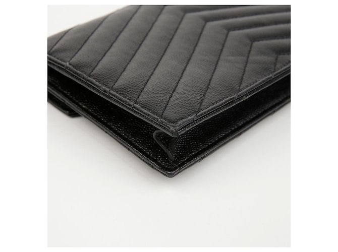 Autre Marque Borsa a Tracolla Wallet Envelope Chain Grand De Poudre Leather Black Silver - vista 12