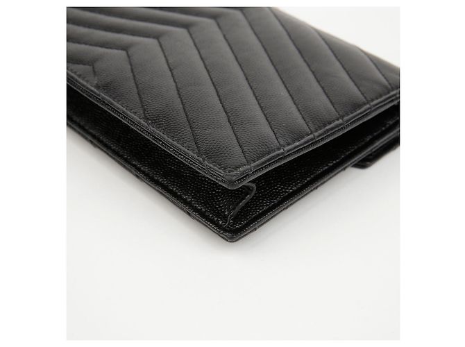 Autre Marque Borsa a Tracolla Wallet Envelope Chain Grand De Poudre Leather Black Silver - vista 13