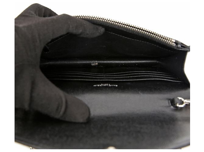 Autre Marque Borsa a Tracolla Wallet Envelope Chain Grand De Poudre Leather Black Silver - vista 16