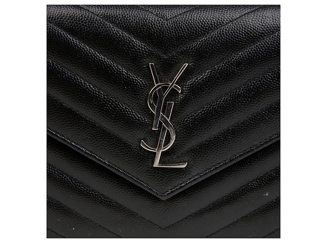Autre Marque Borsa a Tracolla Wallet Envelope Chain Grand De Poudre Leather Black Silver - vista 2