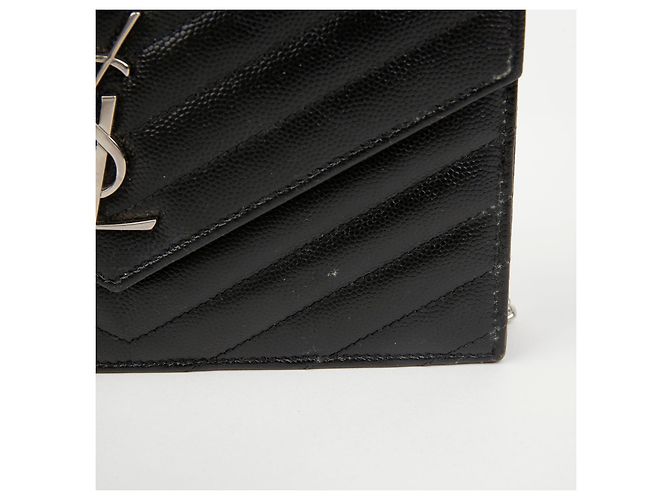 Autre Marque Borsa a Tracolla Wallet Envelope Chain Grand De Poudre Leather Black Silver - vista 3