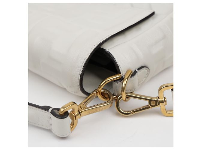 Fendi Borsa a spalla Baguette in pelle Medium White - vista 12